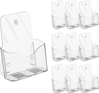 Relaxdays Relaxdays - Brochure Stand, A5, Set of 10, Acrylic, Brochure Holder for Table & Wall, hbt: 20 x 17.5 x 8.5 cm, Transparent