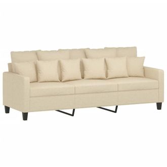vidaXL Sof&aacute; De 3 Plazas De Tela Crema 180 Cm Vidaxl