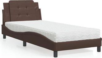 vidaXL Cama Con Colch&oacute;n Cuero Sint&eacute;tico Marr&oacute;n 90x200 Cm Vidaxl