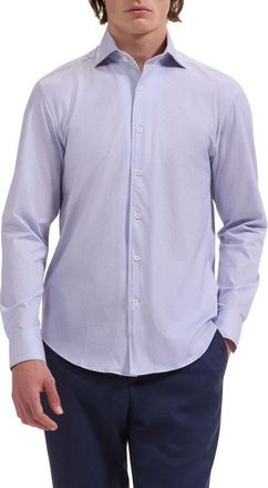 Bugatchi Devon OoohCotton Optical Grid Print Button-Up Shirt in Lilac at Nordstrom, Size Xxx-Large