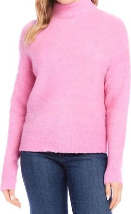 Karen Kane Penella Mock Neck Boucle Sweater In Peony