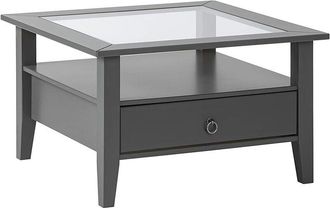 Inter Link SAS Tavolino provence 75x75x45H pino massello verniciato ad acqua grigio e top vetro temperato