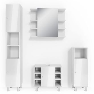 Vicco Conjunto De Muebles De Ba&ntilde;o Fynn, Blanco Alto Brillo, 4 Piezas