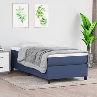 vidaXL Estructura De Cama Sin Colch&oacute;n Tela Azul 90x200 Cm Vidaxl