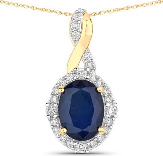 Diana M. Jewels Blue Sapphire Oval 8x6mm - 1Pc + White Diamond F/C Round 1.50mm( I1-I2/I color ) - 4Pcs + White Diamond F/C Round 1.10mm( I1-I2/I color ) - 21Pcs ( J 