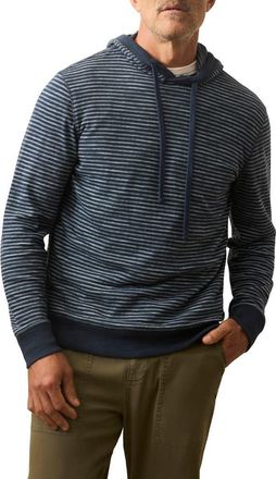 Faherty Slub Cotton Hoodie in Navy Stream Stripe at Nordstrom Rack, Size Xx-Large