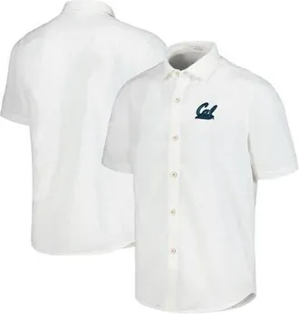 Tommy Bahama Mens Tommy Bahama White Cal Bears Coconut Point Palm Vista IslandZone Camp Button-Up Shirt at Nordstrom, Size X-Large