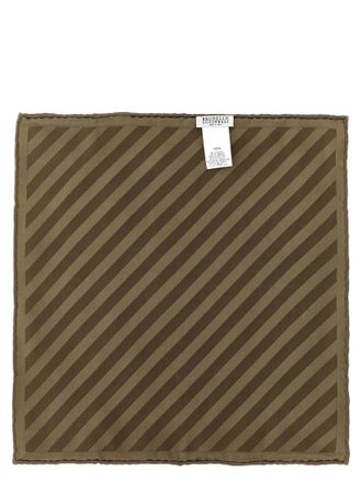 Brunello Cucinelli Regimental Silk Striped Scarf - Brown