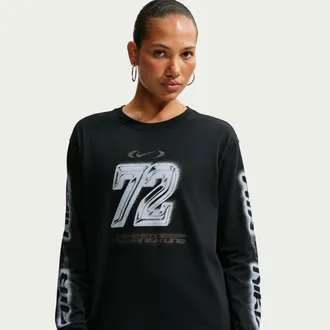 Nike Womens Nike Sportswear Classic Oversized Long-Sleeve T-Shirt in Black | IM6402-010
