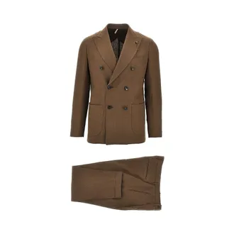 Santaniello Double-breasted linen tailored suit Man 50