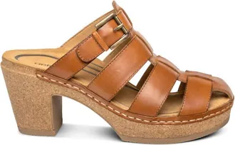 Aetrex Womens Cally Fisherman Cork Heel In Cognac