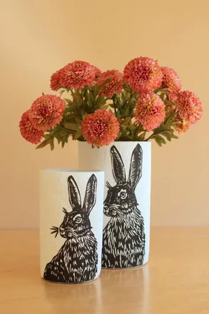 Kalalou Set Of Two Cement Easter Rabbit Planters