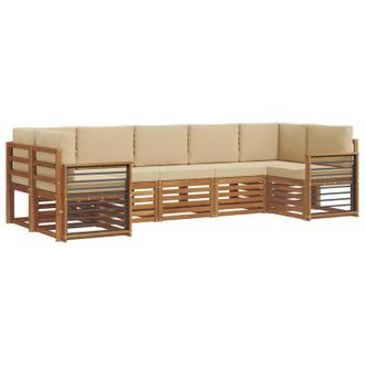 vidaXL Conjunto De Sof&aacute; Seccional Con Coj&iacute;n 7 Pcs Natural Y Beige Vidaxl