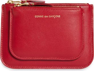 Comme Des Garçons Outside Pocket Two-Compartment Leather Wallet in Red at Nordstrom