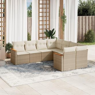 vidaXL Vidaxl - Juego De Sof&aacute;s De Jard&iacute;n Con Cojines Beige 8 Pzas Rat&aacute;n Pe