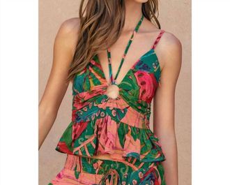 Dress Forum Drawing Dream Ruched Keyhole Halter Top In Calypso Coral