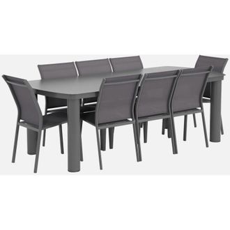 Sweeek Set tavolo da giardino in alluminio con 8 sedie