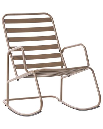 Beliani Mecedora de jard&iacute;n metal gris pardo