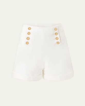 Carolina Herrera High-Rise Button-Front Sailor Shorts