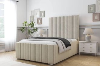 Comfort Beds Lorenzo Plush Bed Frame - 50 Upholstered Headboard in Cream | Size: Single