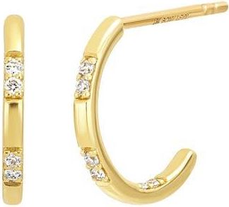 Bony Levy Kiera Diamond Huggie Hoop Earrings in 18Ky Gold at Nordstrom Rack