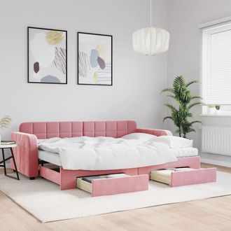 vidaXL Vidaxl - Sof&aacute; Cama Nido Con Cajones Terciopelo Rosa 80x200 Cm
