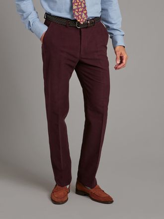 Oliver Brown Luxury Moleskin Trousers - Wine