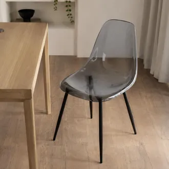 Dmora Silla Agate, Sill&oacute;n Pet, Silla De Comedor Ergon&oacute;mica, Asiento Para Reuniones, 53x46h81 Cm, Ahumado, Con Embalaje Reforzado - Dmora