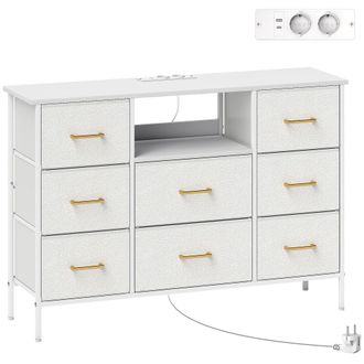 HOMCOM Cajonera de tela 110x30x76 cm crema