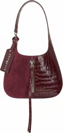 John Richmond Schoudertas van twee materialen met zichtbare rits - Dames - Schoudertassen - Rood - ONE Size - Leer - Tassen