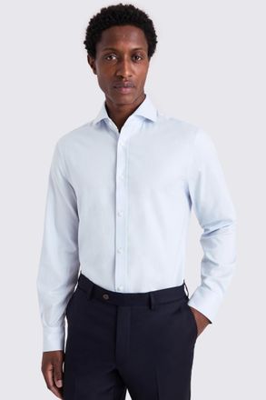 Moss Tailored Fit Light Blue Twill Stretch Shirt