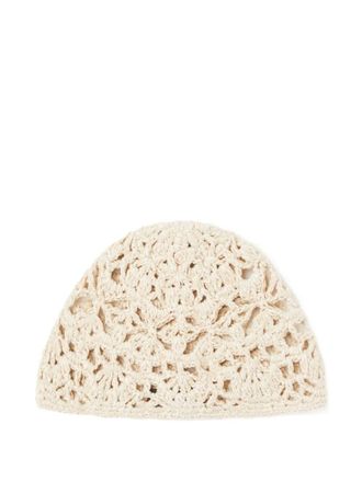 Alanui The Sound Of The Sea crochet beanie hat - Neutrals