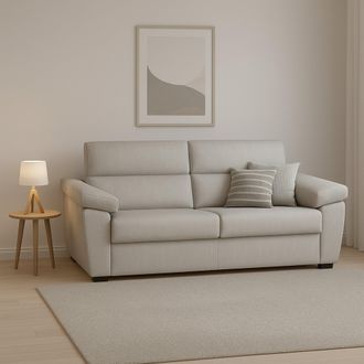 Dmora Sof&aacute; Cama 2 Plazas Salorno, Desenfundable, Con Almacenaje Made In Italy, Apertura Abatible, 185x95 Cm Beige