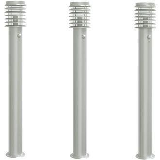 vidaXL Vidaxl - L&aacute;mparas De Suelo De Exterior Con Sensor 3 Uds Acero Inox 110cm