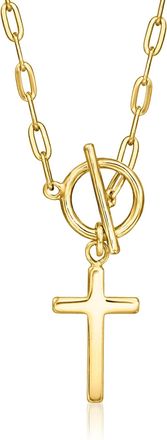 Ross-Simons 18kt Gold Over Sterling Cross Paper Clip Link Necklace