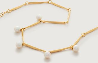 Monica Vinader Gold Nura Round Pearl Drop Necklace Adjustable 41-46 cm/16-18 Pearl