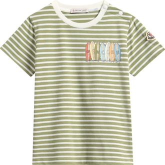 Moncler Kids Surfboard Stripe Logo Graphic T-Shirt in Green at Nordstrom, Size 12-18M