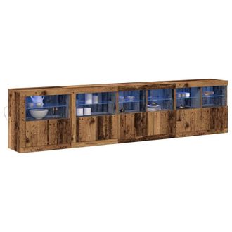 Berkfield Home Sideboard with LED Lights Old Wood 283x37x67 cm Engineered Wood in Brown | Size: 283 x 37 x 67 cm