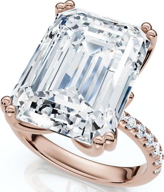 Pompeii3 Certified 10.25Ct Emerald Cut Diamond Engagement Ring 14k Gold or PT Lab Grown