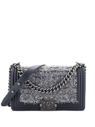 Chanel Boy Flap Bag Braided Tweed Old Medium crossbody bag - Grigio
