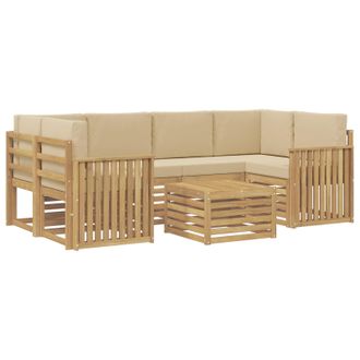 vidaXL Conjunto De Sof&aacute;s De Exterior 7 Uds. Y Beige Poli&eacute;ster Vidaxl