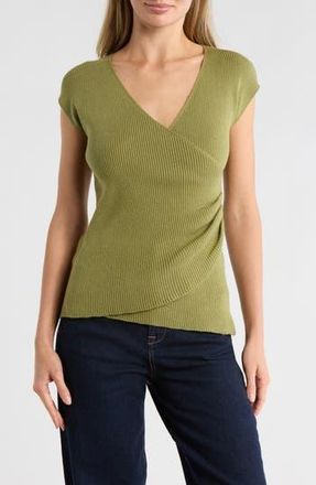 Max Studio Cap Sleeve Wrap Sweater in Leaf at Nordstrom Rack, Size X-Large