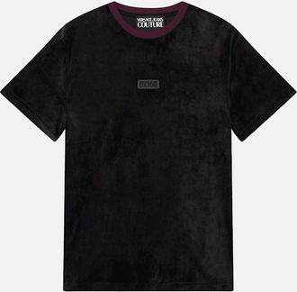 Versace Mens Slim Fit Velour Black T-Shirt - Size: 38