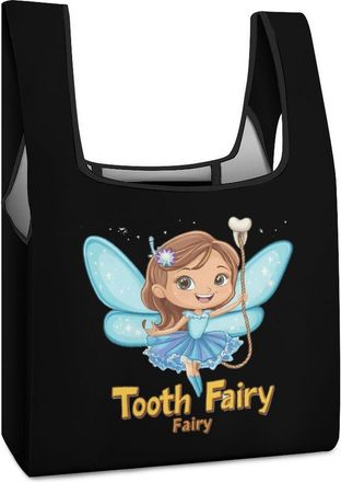 Generic Tooth Fairy Shopping Bag Reusable Grocery Tote Bag Foldable Handbag for Travel Picnic