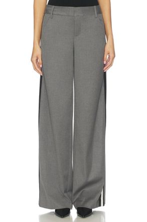 Alice & Olivia Stu Ultra Baggy Pants In Storm Grey/black