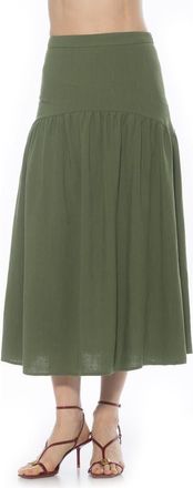 Alexia Admor Michel High Waist Shirred Midi Skirt in Sage at Nordstrom Rack, Size 14