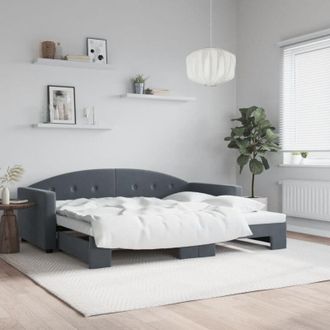 vidaXL Daybed with Trundle without Mattress Dark Grey 90x190 cm Single vidaXL