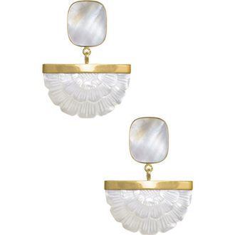 Freya Rose Hand Carved Mother of Pearl Rose Drops in Gold at Nordstrom