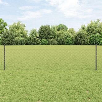 Berkfield Home Fence Posts 11 pcs U-Channel Grey 60 cm Steel, Hexagon Fence Grey 0.5x100 m Steel