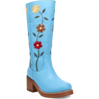 Dingo Bloom Embroidered Boot in Blue at Nordstrom, Size 9.5